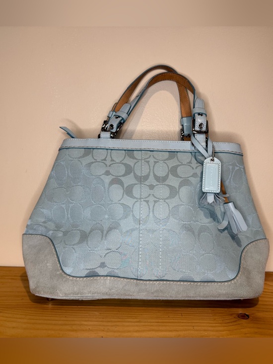 バッグ Coach Y2K Blue Signature Satchel Bag Coach Blue Signature